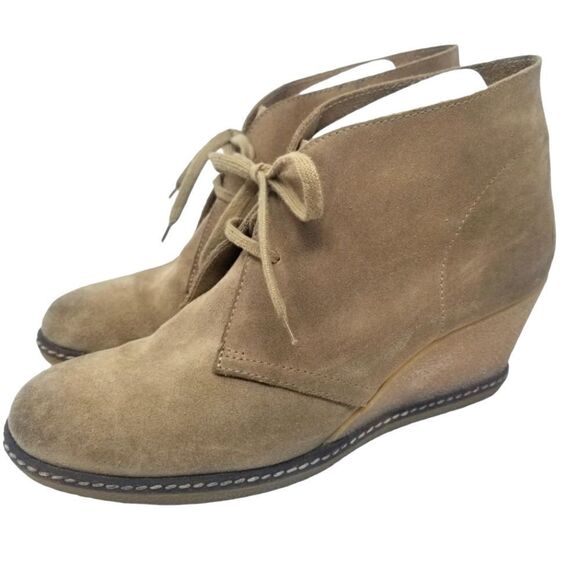 J CREW DARK TAN SUEDE with WEDGE HEEL. SIZE 10 - Picture 1 of 12
